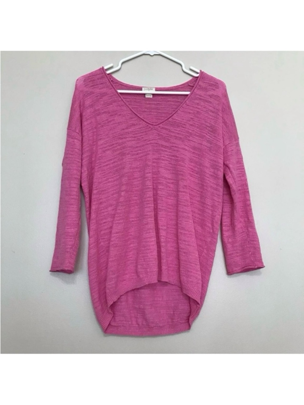 J Crew Pink V Neck 3/4 Sleeve Shirt